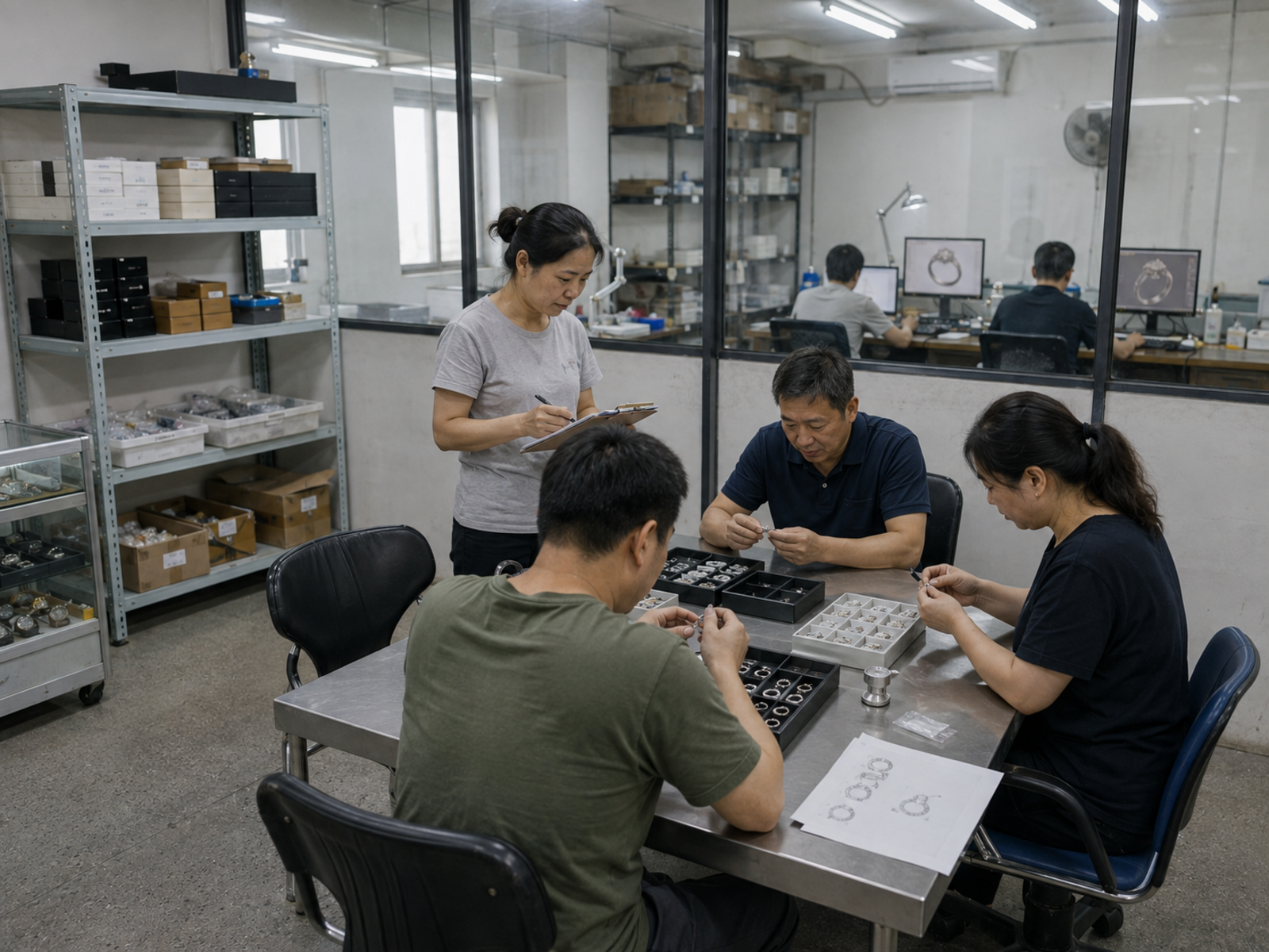 JBY jewelry showroom and manufacturing workspace in Guangzhou