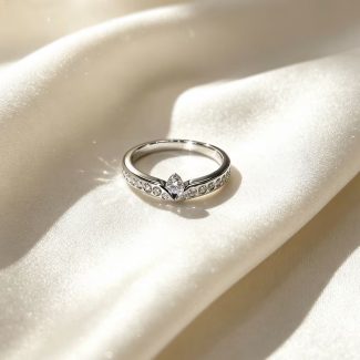 Sleek Tapered Marquise Solitaire Sparkling CZ Silver Women’s Ring