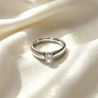 Dainty Single Stone CZ Tension Ring, Modern Engagement Jewelry