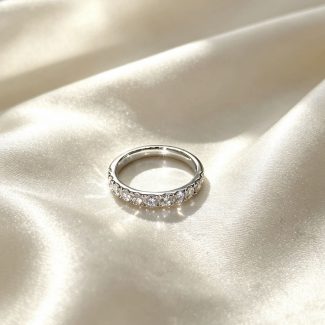 Dainty Half‑Eternity Sparkling Round CZ Silver Anniversary Band