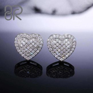 Full Pavé Crystal Heart Brooch, Elegant Rhinestone Heart Lapel Pin for Wedding & Gift