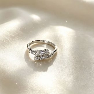 Elegant Double‑Row Pave CZ Bypass Fine Jewelry Statement Ring