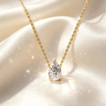 Pear‑Cut Solitaire Diamond Pendant Necklace, Solid 14K Yellow Gold Dainty Chain