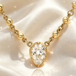 Luxury Lab‑Grown Pear Shape Diamond Bead Link Yellow Gold Fine Jewelry