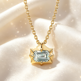 Premium Lab‑Grown Emerald Cut Diamond Star Setting Yellow Gold Fine Jewelry