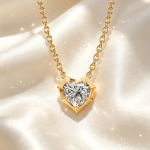 Unique Star‑Border Prong‑Set Heart Diamond Pendant, Romantic Gift for Her