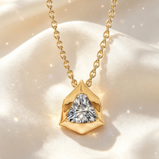 Trilliant‑Cut Diamond Star Frame Pendant Necklace, Solid 14K Yellow Gold Cable Chain