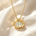 Oval‑Cut Diamond Star Frame Pendant Necklace, Solid 14K Yellow Gold Cable Chain
