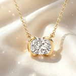 Lab‑Grown Cushion Cut Diamond Half‑Bezel Yellow Gold Minimal Fine Jewelry