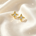 Gold Star Diamond Stud Earrings Minimal Fine Jewelry