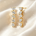 Mixed Cut Vertical Diamond Linear Drop Gold Earrings for Women