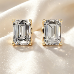 Luxury Emerald‑Cut Diamond 14K Yellow Gold Solitaire Studs