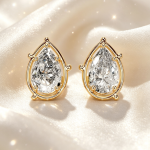 Unique Teardrop Solitaire Diamond Gold Stud Earrings