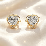 Heart‑Shaped Diamond Open Frame 14K Yellow Gold Stud Earrings