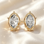 Minimalist Hollow Marquise Solitaire Diamond Gold Earrings