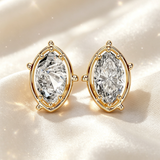 Minimalist Hollow Marquise Solitaire Diamond Gold Earrings