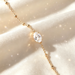 Elegant Single Oval Diamond Fine Gold Bracelet