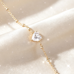 Heart‑Cut Solitaire Diamond 14K Yellow Gold Beaded Chain Bracelet
