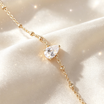 Elegant Single Pear Diamond Fine Gold Bracelet