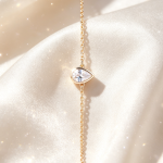 Pear‑Shaped Bezel‑Set Diamond 14K Yellow Gold Delicate Chain Bracelet